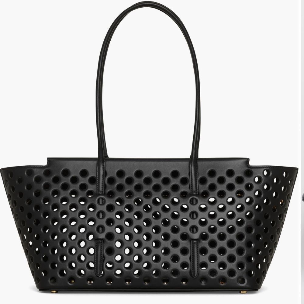 Alaia Neo Mina 32 perforated calfskin black tote bag NEW